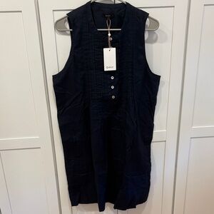 Quince Deep Navy European Linen Swing Dress